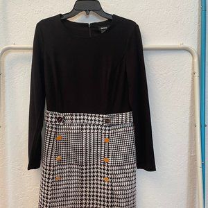 DKNY button-trim plaid-skirt dress long sleeve size 10